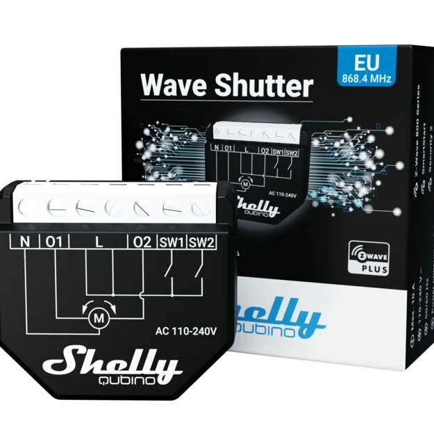 releu inteligent shelly qubino wave 2pm cu contor de putere, z-wave